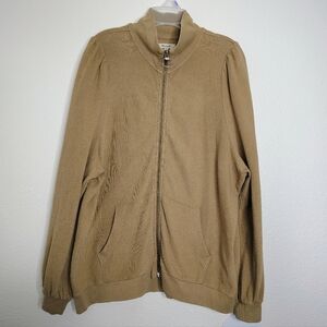 Madewell Women's Tan Balloon Sleeves Full Zip-Up Jacket Sz XL Pockets